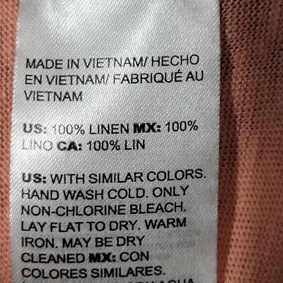 **SOLD**Chicos Linen Blouse Womens Sz 2 /Large Peach V-Neck Short Sleeve Tunic - Picture 10 of 10